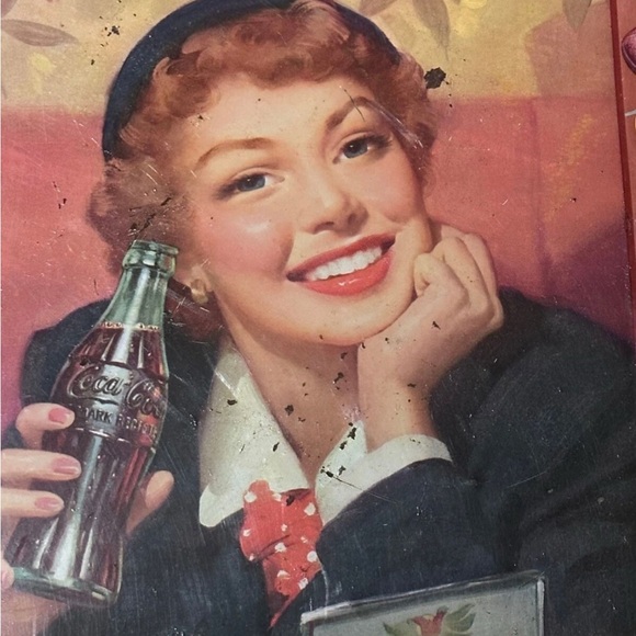 Vintage Coca-Cola Metal Serving Tray Woman - Picture 2 of 6